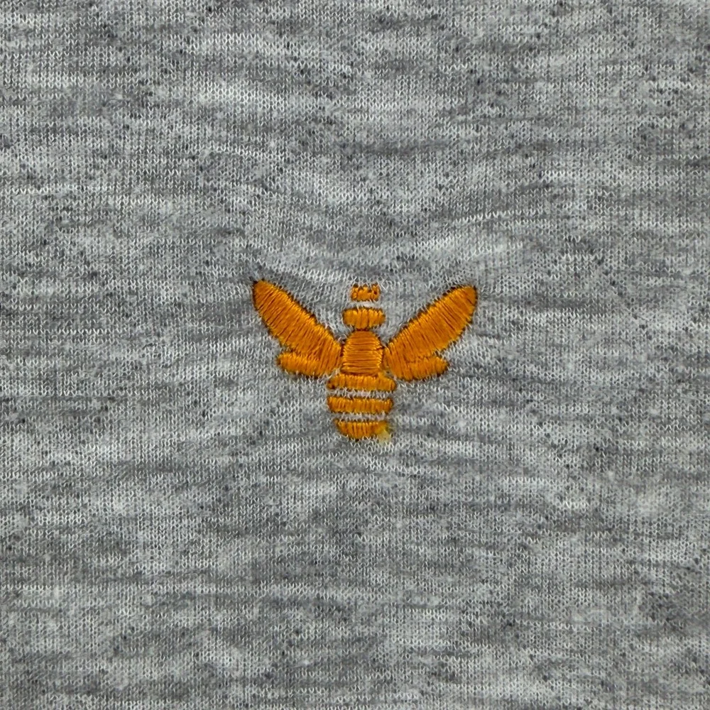 Marine Layer Mens Quilted Snap Mock Neck Pullover Heather Grey Bee Logo Medium